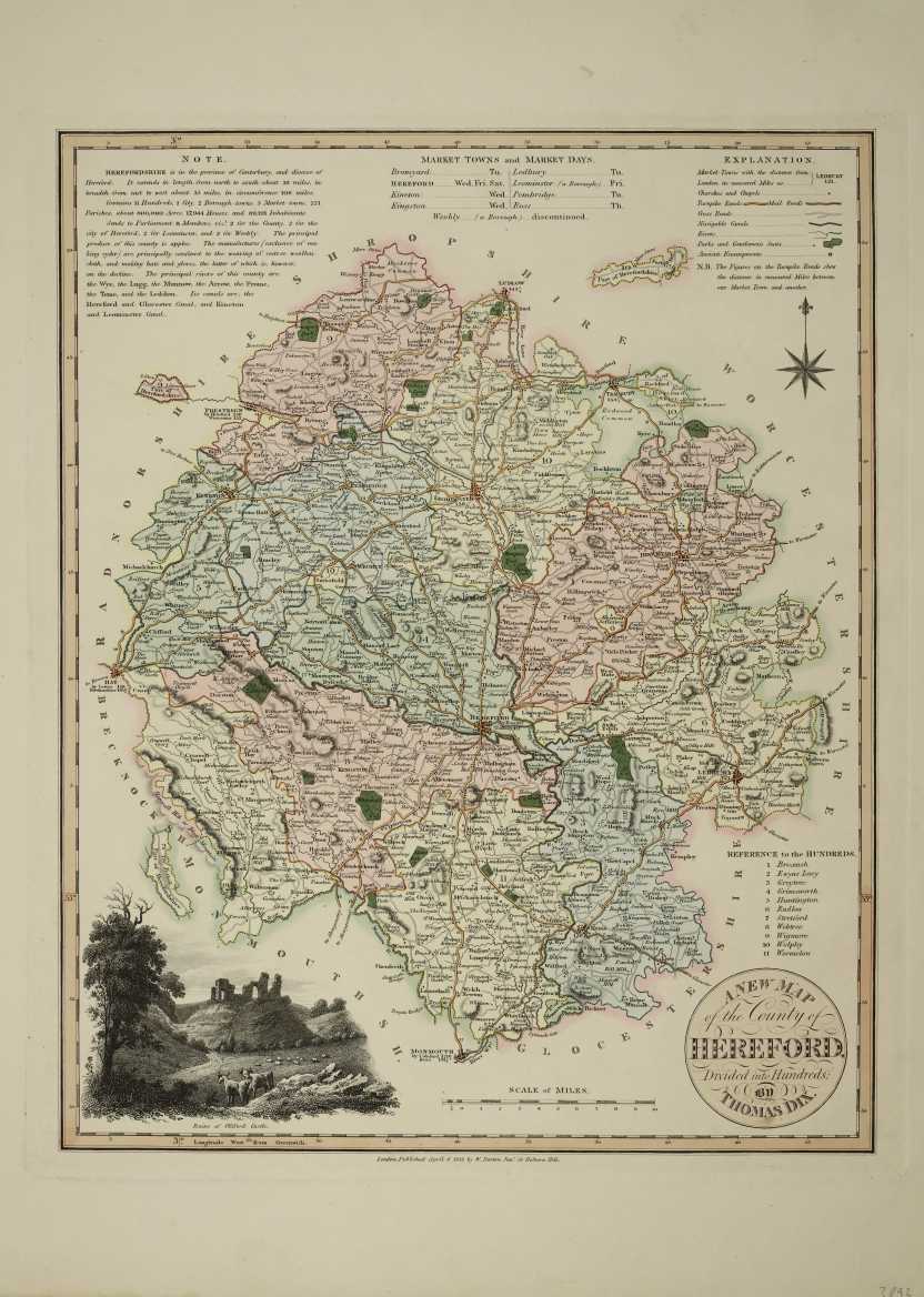 A New Map of the County of Hereford Divided into Hundreds.