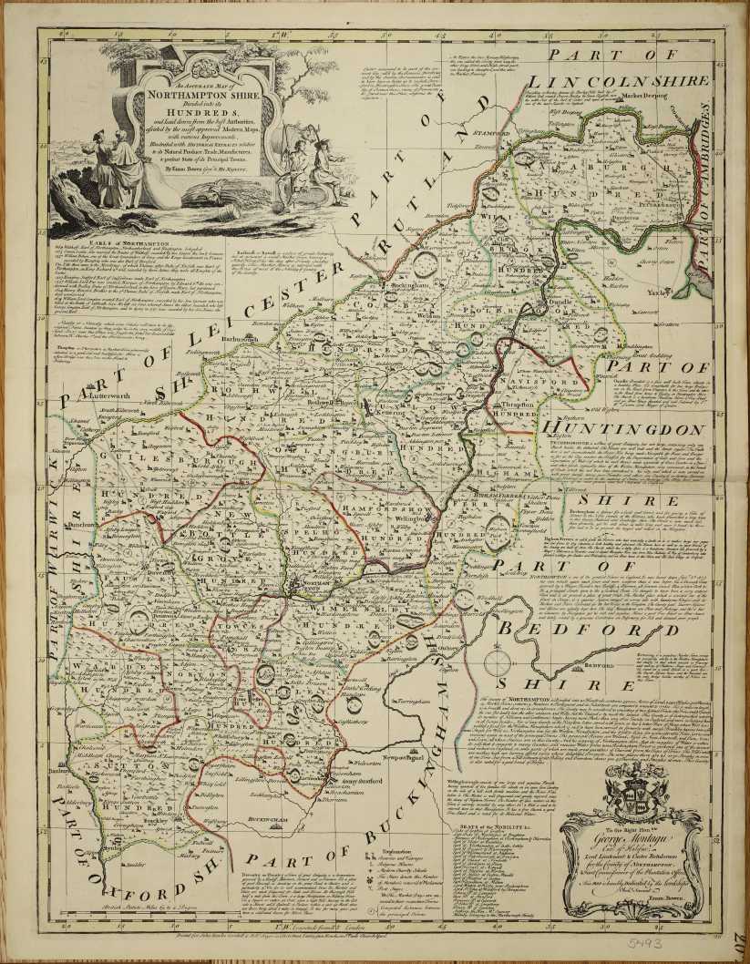 An Accurate Map Of Northamptonshire Divided Into Its Hundreds