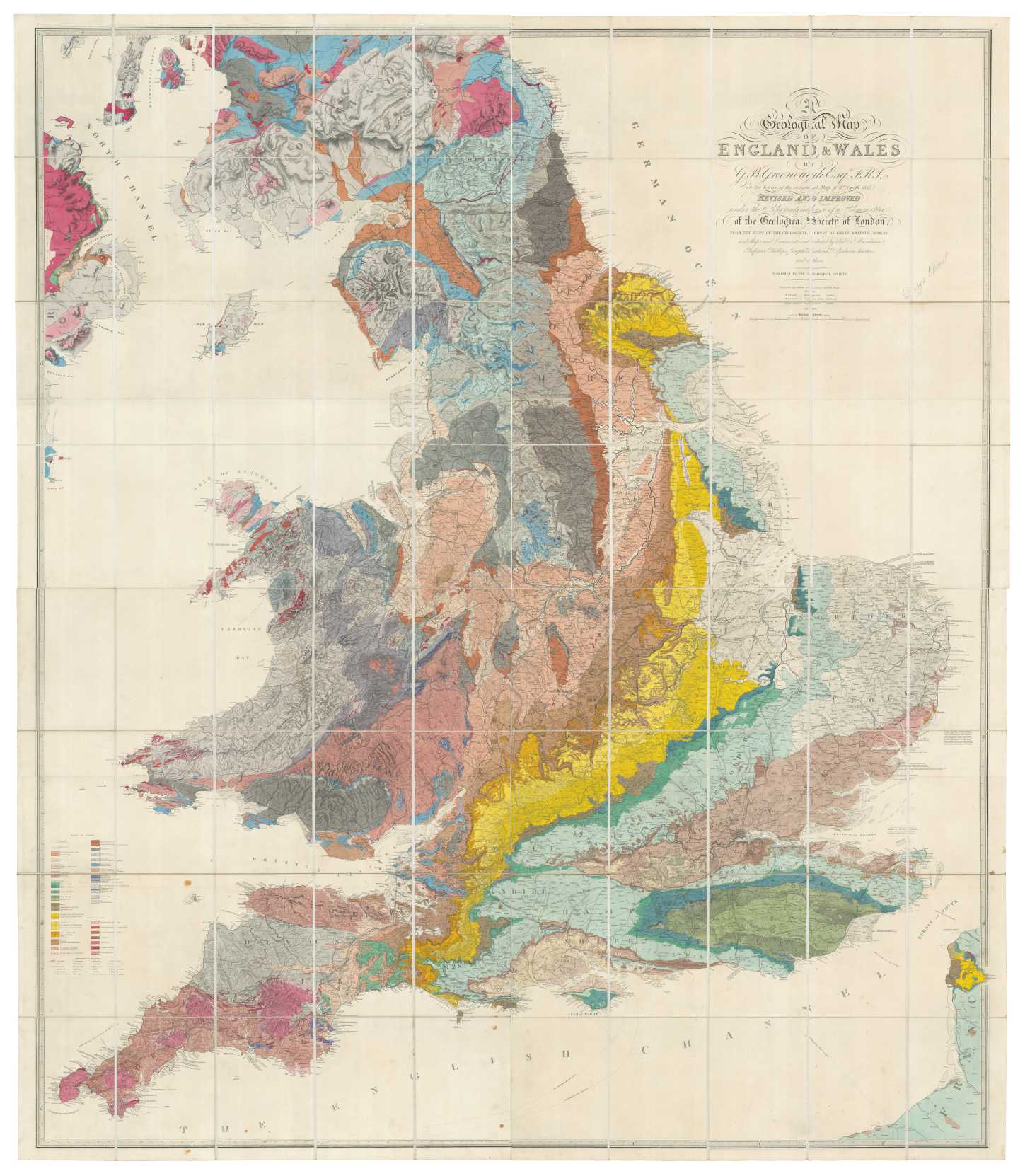 A Geological Map of England and Wales by G.B. Greenough, President of ...