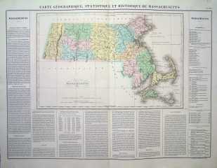 Carte Geographique, Statistique et Historique de Massachusetts