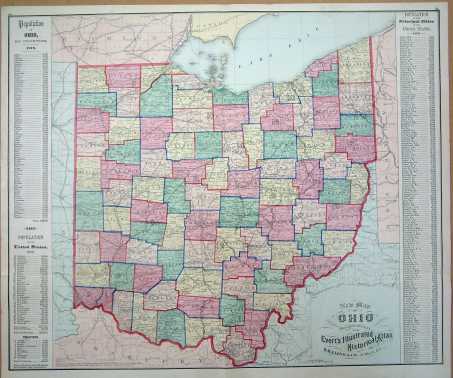 New Map of Ohio Prepared Especially for Evert's Illustrated Historical ...