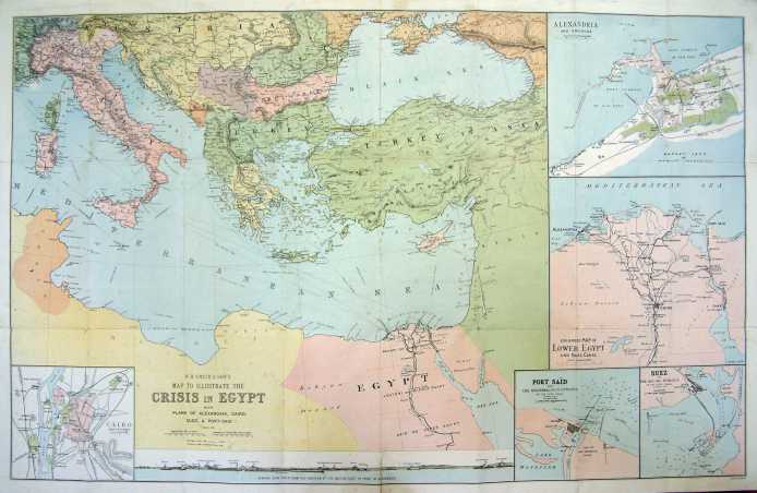 Map to Illustrate the Crisis in Egypt with Plans of Alexandria, Cairo ...