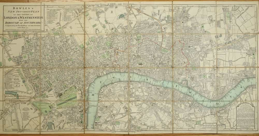 Bowles's New Two-Sheet Plan of the Cities of London & Westminster; with ...