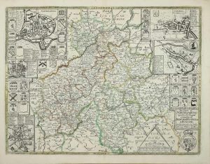 The County of Northampton togeather with ye three small Counties of Bedford Huntingdon and Rutland, exactly drawen by one Scale by C.S. Corrected & Amended with many Additions By P. Lea