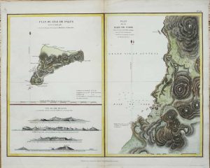 Plan de l'Ile de Paque [on sheet with] Plan de la Baie de Cook Situee a la Cote Occid. l'Ile de Paque [and] Vues de l'Ile de Paque