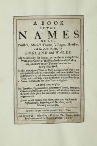 A Book of the Names of all Parishes, Market Towns ... 