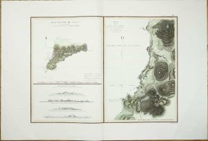 Plan de l'Ile de Paque [on sheet with] Plan de la Baie de Cook Situee a la Cote Occid. l'Ile de Paque [and] Vues de l'Ile de Paque